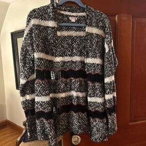 Xhilaration Black and White Knit Cardigan